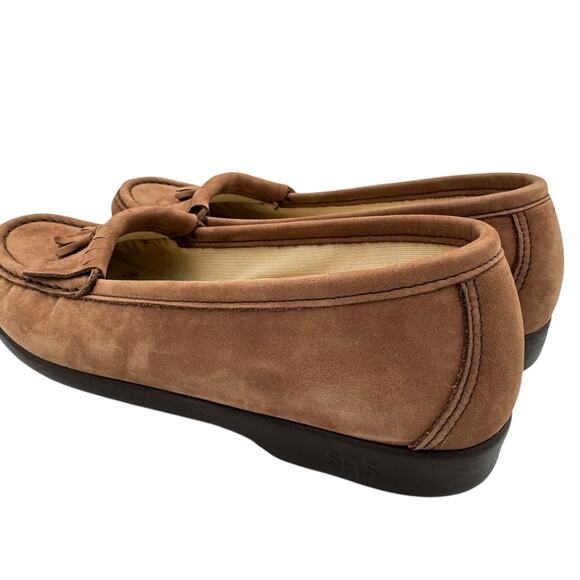 SAS Softie Kiltie NARROW Brown Suede Leather Slip On Tassel Penny Loafers - Picture 8 of 10
